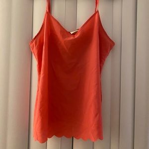 Anthropologie pink scalloped edge tank top